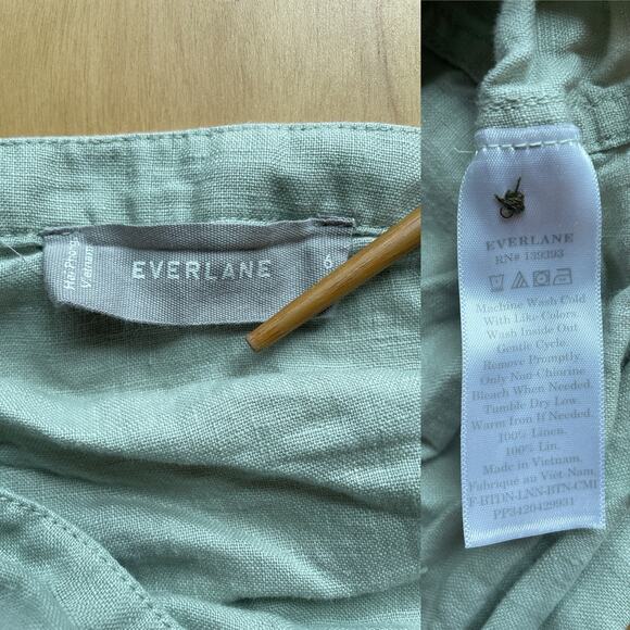 EVERLANE Light Green Linen Cami Tank Top / Sz 6 / Button Up / Boho / Minimal / - Picture 7 of 7